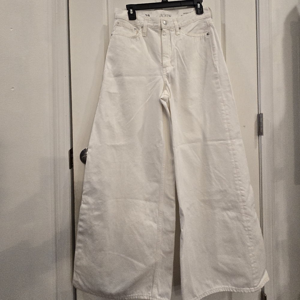 J. Crew Women's White Wide Leg Jeans